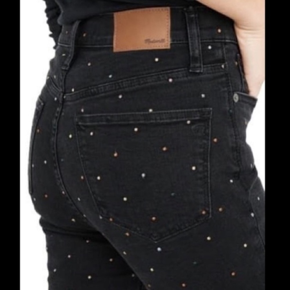 NWT MADEWELL 10" High-Rise Skinny Jeans: Metallic Dot Edition size 24 - Picture 2 of 12